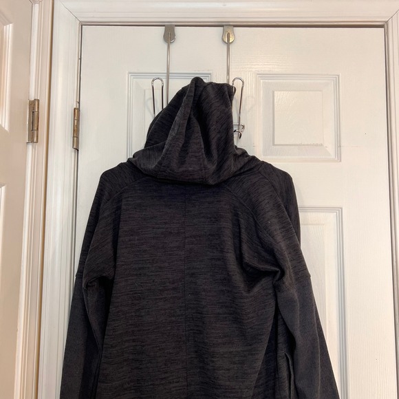 Athleta Blissful Wrap Hooded Cardigan Sweater Open Front Heather Charcoal Grey - Picture 2 of 6